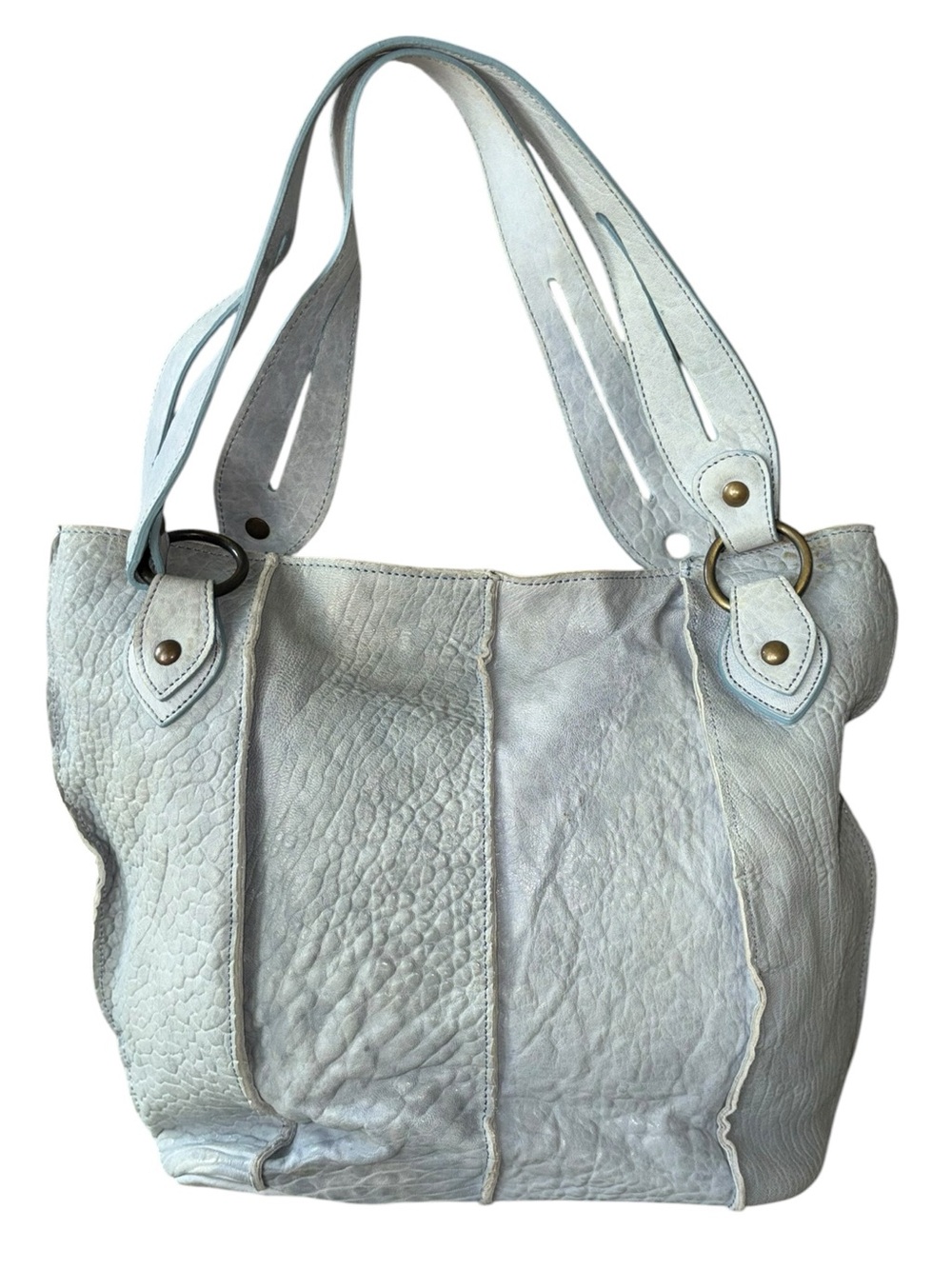 Sundance Light Blue Leather Hobo Shoulder Bag
